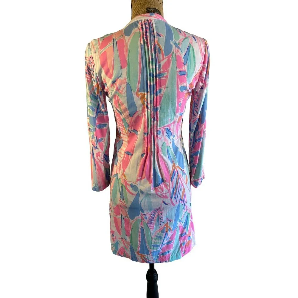 Lilly Pulitzer Dress Women's XS Colorful Abstract Print Tunic Beachy Classy - Picture 2 of 9